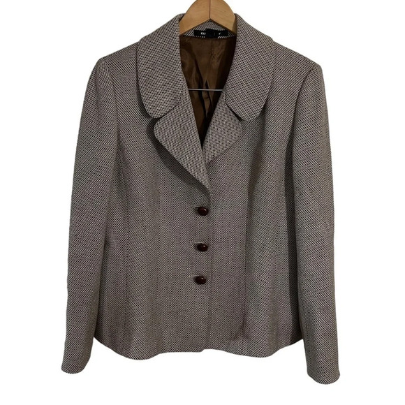 Ellen Tracy Wool Blend Blazer Suit Jacket Size 12  Beige and Brown Spotted Top - Picture 1 of 5